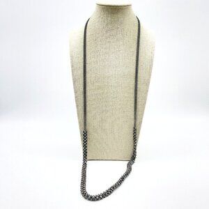 Vintage Silver Tone Mesh Chain Necklace Faceted Beads